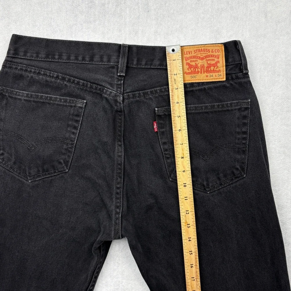 Levis 505 Jeans Mens 34x34 Black Regular Fit Straight Leg 100 Cotton Denim Pants